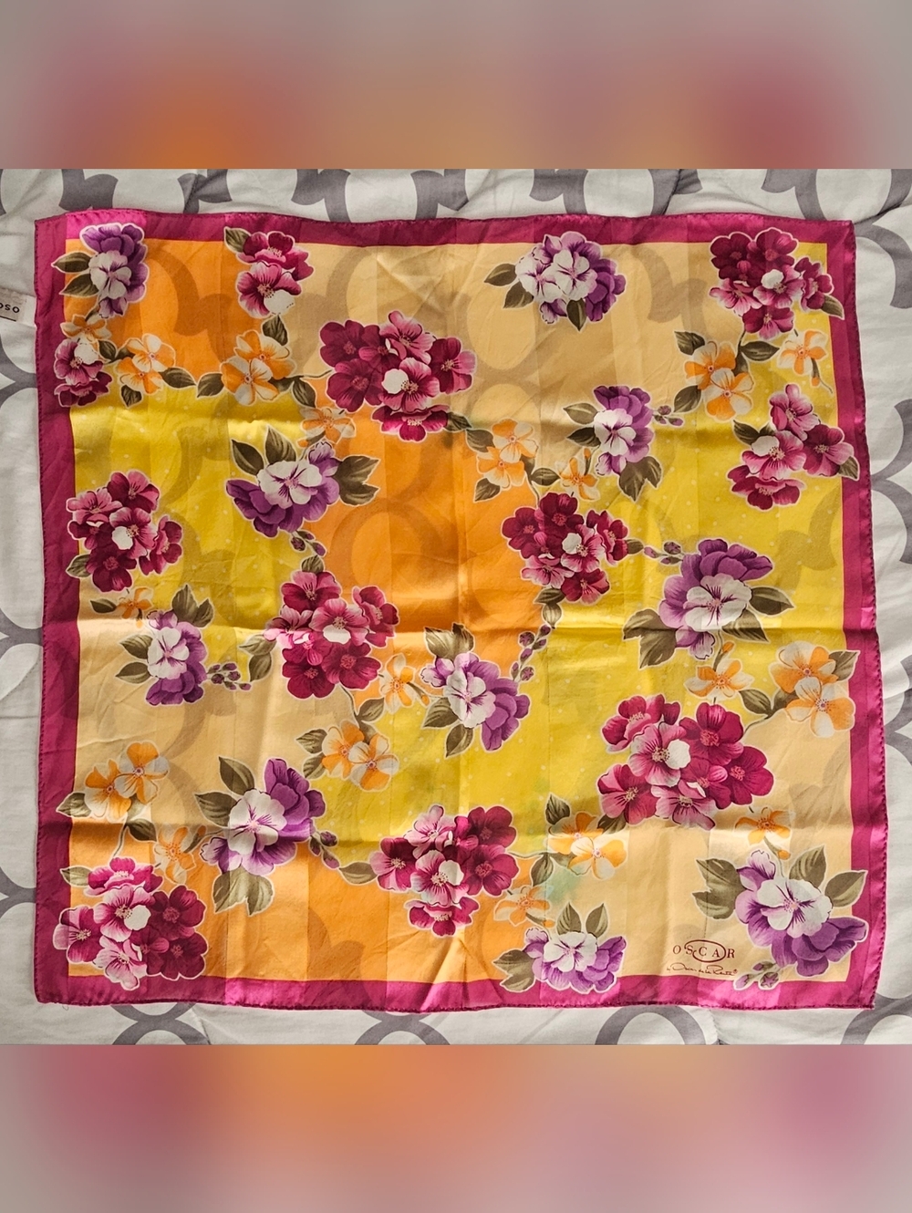 Oscar De La Renta Floral Silk Scarf